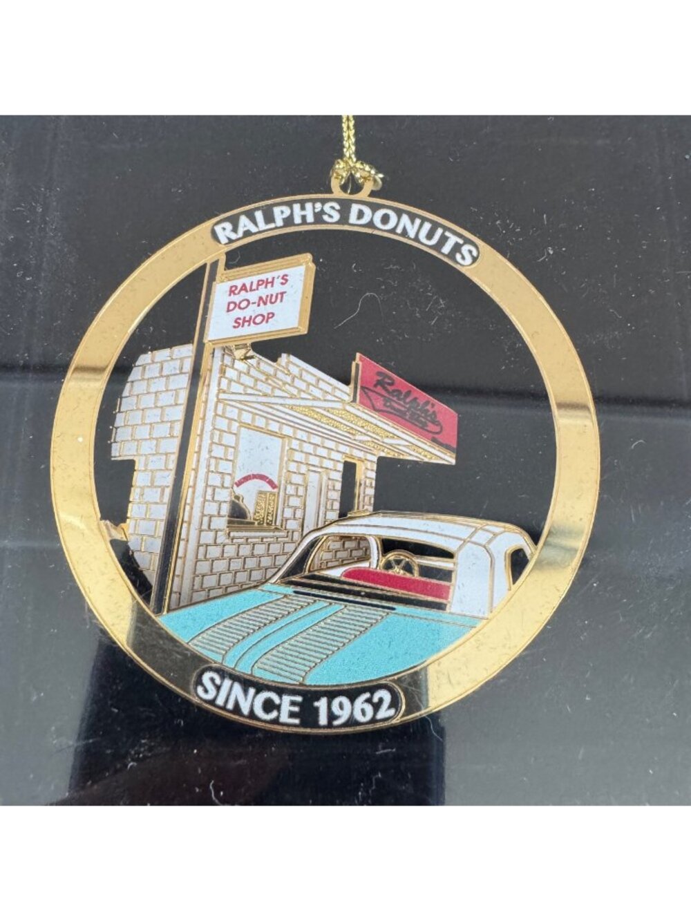 Ralphs Donut Shop Gold-Tone Ornament Collectible Decoration With Box 3"